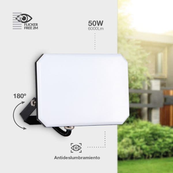 Prémiový bezrámový LED reflektor černý 50W 6000lm, denní barva světla, 3 roky záruka - náhled 3
