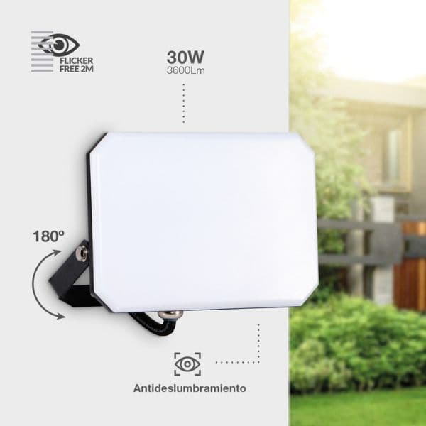 Prémiový bezrámový LED reflektor černý 30W 3600lm, denní barva světla, 3 roky záruka - náhled 3