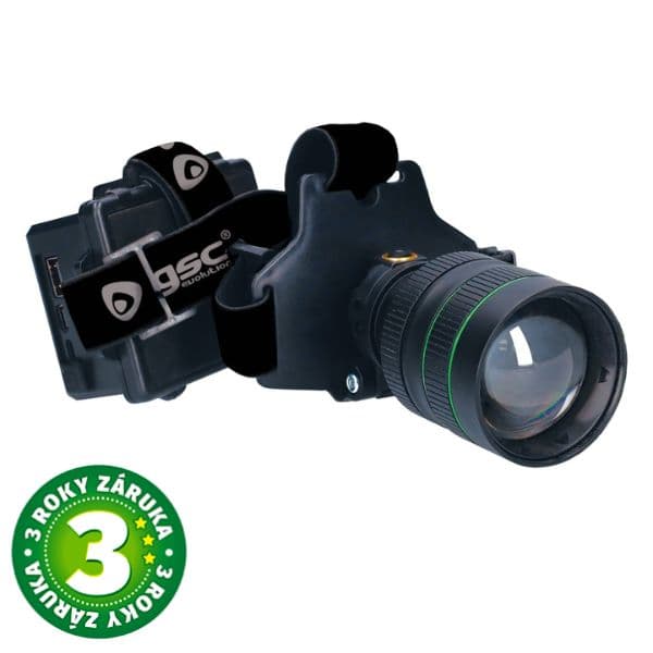 Výkonná nabíjecí LED čelovka 60W 2800lm IPX4, čidlo pohybu, hliník, černá, 3 roky záruka