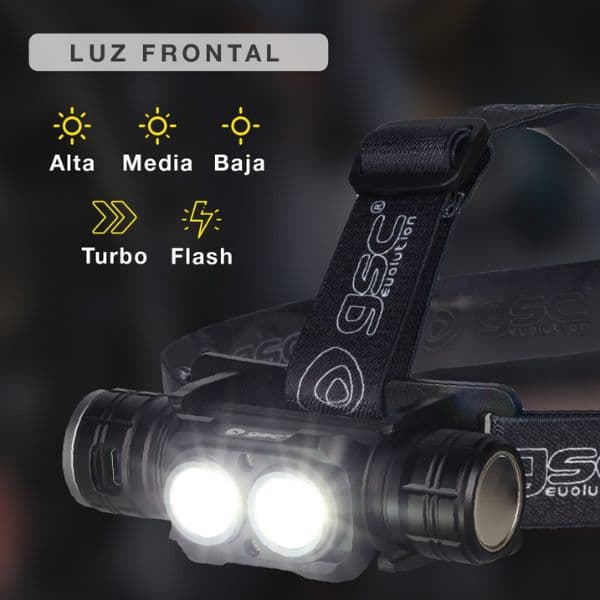 Výkonná nabíjecí LED čelovka 40W 3000lm, IPX4, hliník, černá, 3 roky záruka - náhled 4