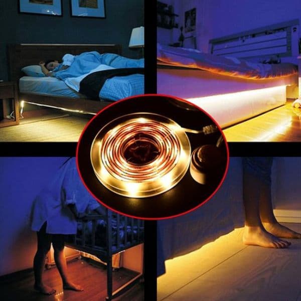 LED pásek s pohybovým senzorem, teplá, 1m, na baterie 4x AAA - náhled 4