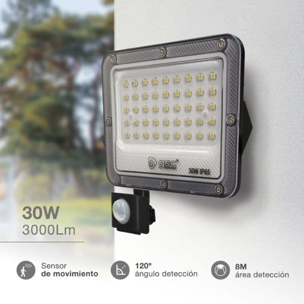 Prémiový ultratenký LED reflektor s čidlem pohybu šedý 30W 2600lm, studená, 3 roky záruka - náhled 2