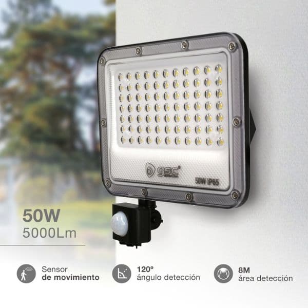 Prémiový ultratenký LED reflektor s čidlem pohybu šedý 50W 4800lm, denní, 3 roky záruka - náhled 2