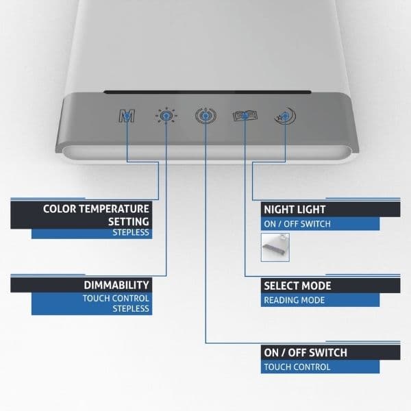Plynule stmívatelná LED stolní lampa 12W 350lm, měnitelná barva světla, bílá - náhled 5