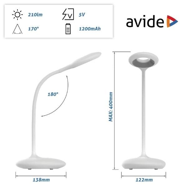 Nabíjecí plynule stmívatelná LED stolní lampa 4W 250lm denní světlo, bílá - náhled 4