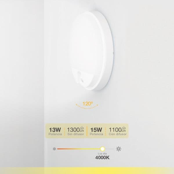 Prémiové LED venkovní osvětlení Doko kruh s čidlem pohybu IP54 15W 1100lm denní, 3 roky - náhled 2