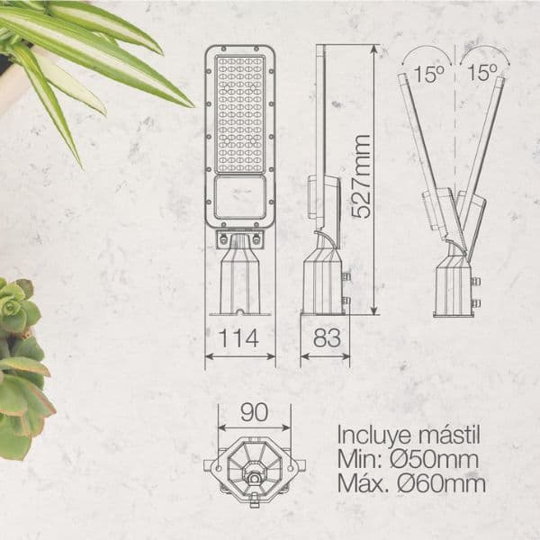 LED veřejné osvětlení Pemali Pro Line GSC 100W 10500lm studená 5700K na stožár nebo na zeď - náhled 4