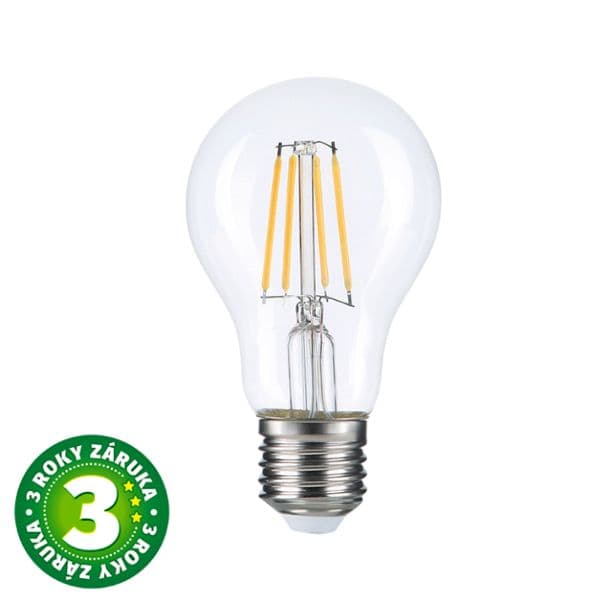 Prémiová retro LED žárovka E27 7W 810lm, teplá, filament, ekv. 60W, 3 roky záruka