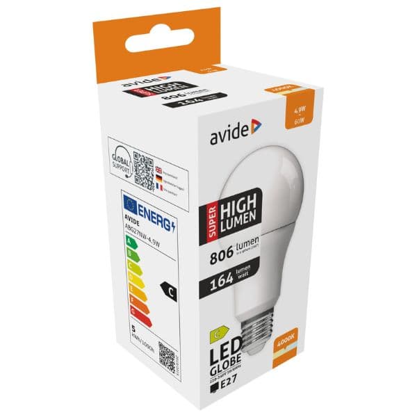 Ultra úsporná prémiová LED žárovka E27 4,9W 806lm, denní, ekv. 60W, 3 roky - náhled 3