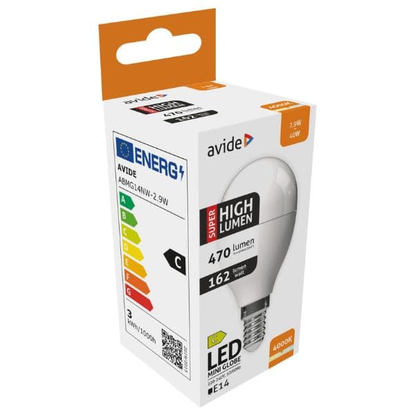 Ultra úsporná prémiová LED žárovka E14 2,9W 470lm G45, denní, ekv. 40W, 3 roky - náhled 4