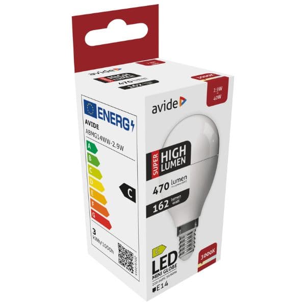Ultra úsporná prémiová LED žárovka E14 2,9W 470lm G45, teplá, ekv. 40W, 3 roky - náhled 3