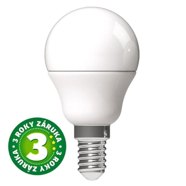 Akce 3+1: Prémiová LED žárovka E14 4,5W 470lm G45, studená, ekv. 40W, 3 roky