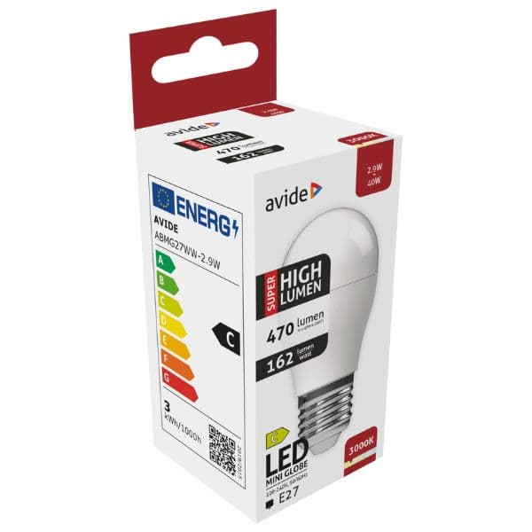 Ultra úsporná prémiová LED žárovka E27 2,9W 470lm G45 teplá, ekv. 40W, 3 roky - náhled 3