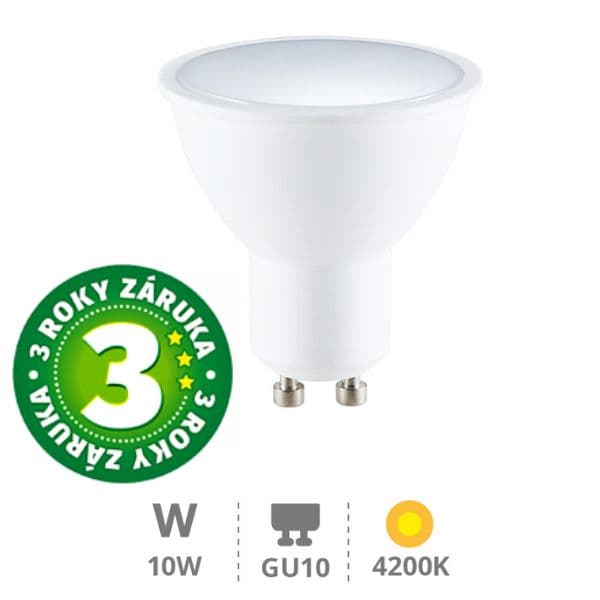 Prémiová LED žárovka GU10 10W 1000lm denní, ekv. 75W, 3 roky záruka