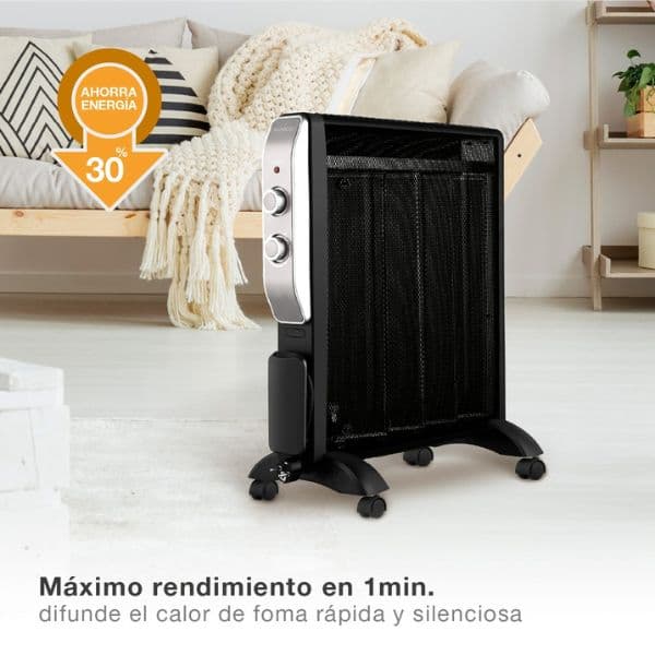 Slídový radiátor mica 2 stupně výkonu, max 2000W, termostat, na kolečkách, na 25m2 - náhled 4