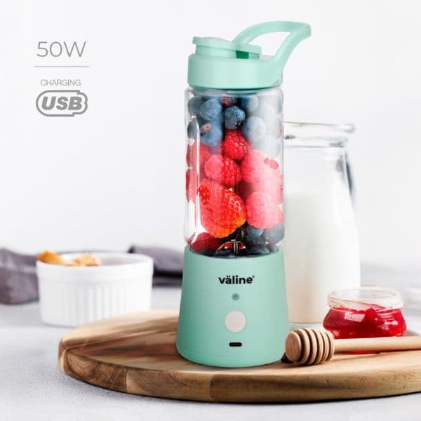 Přenosný smoothie mixér Väline Ibadan 350 ml v mint barvě s USB nabíjením, 3 roky záruka - náhled 3