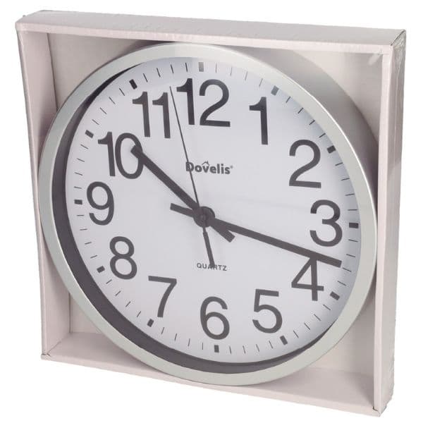 Nástěnné hodiny Classic 25cm s velkými číslicemi, na 1 baterii AA, bílé, 3 roky záruka - náhled 2