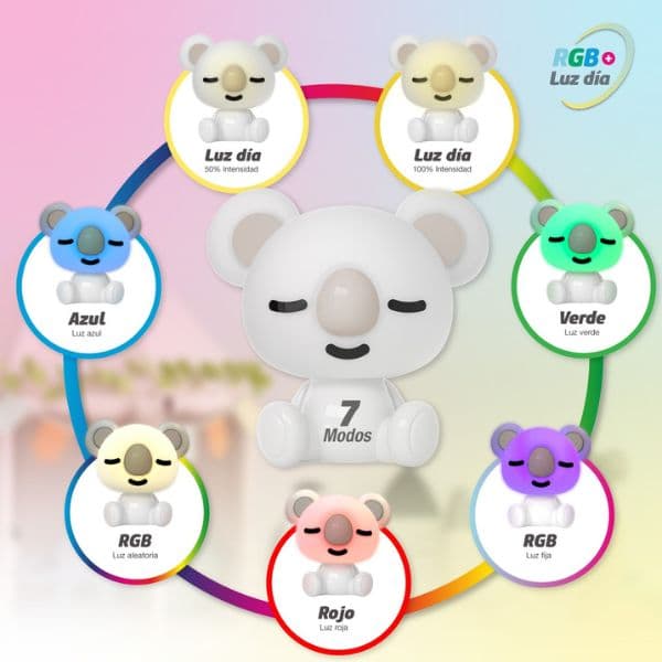 Noční světlo koala 25cm GSC, denní + RGB, nabíjecí dětská lampička, 3 roky záruka - náhled 2