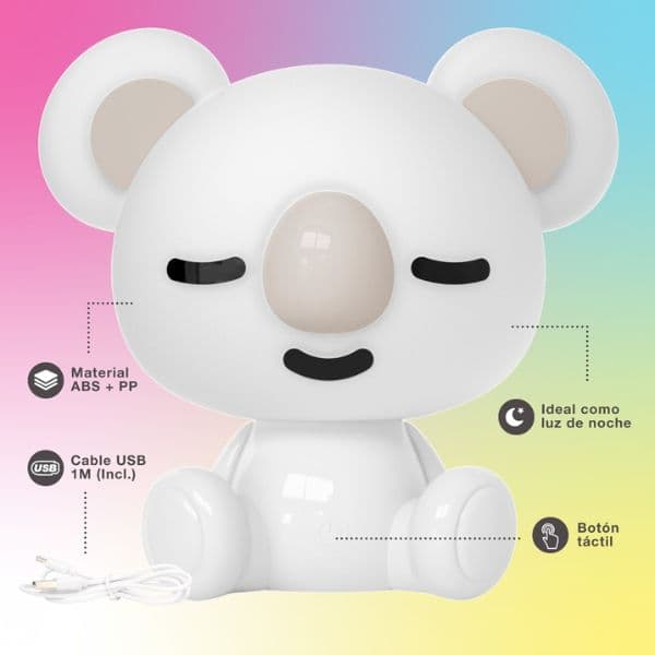 Noční světlo koala 25cm GSC, denní + RGB, nabíjecí dětská lampička, 3 roky záruka - náhled 5
