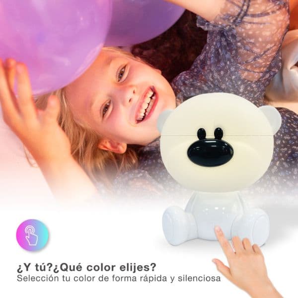 Noční světlo medvěd 25cm GSC, denní + RGB, nabíjecí dětská lampička, 3 roky záruka - náhled 4