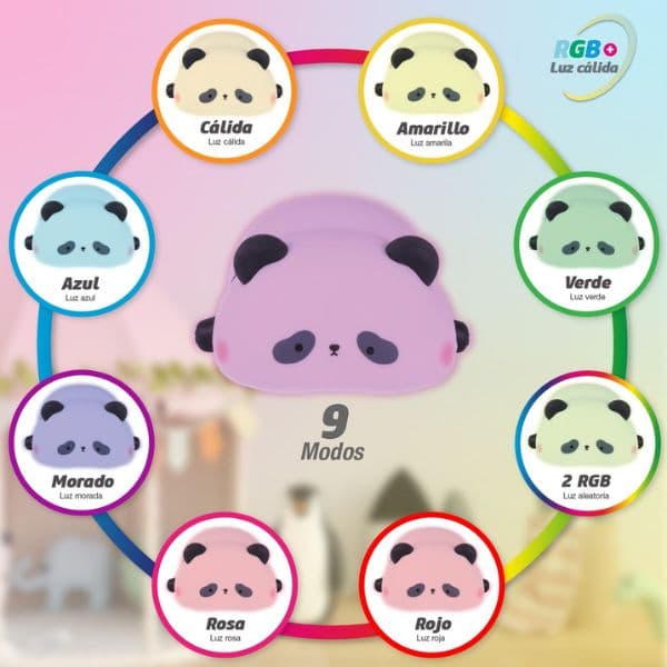 Noční světlo unavená panda 13cm GSC, teplá + RGB, nabíjecí, 3 roky záruka - náhled 2