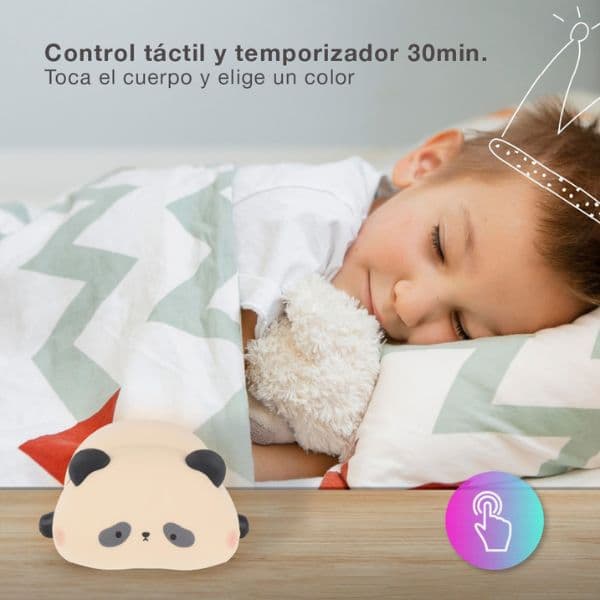 Noční světlo unavená panda 13cm GSC, teplá + RGB, nabíjecí, 3 roky záruka - náhled 3