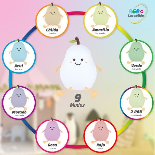 Noční světlo hruška 13cm GSC, teplá + RGB, nabíjecí, 3 roky záruka - náhled 2