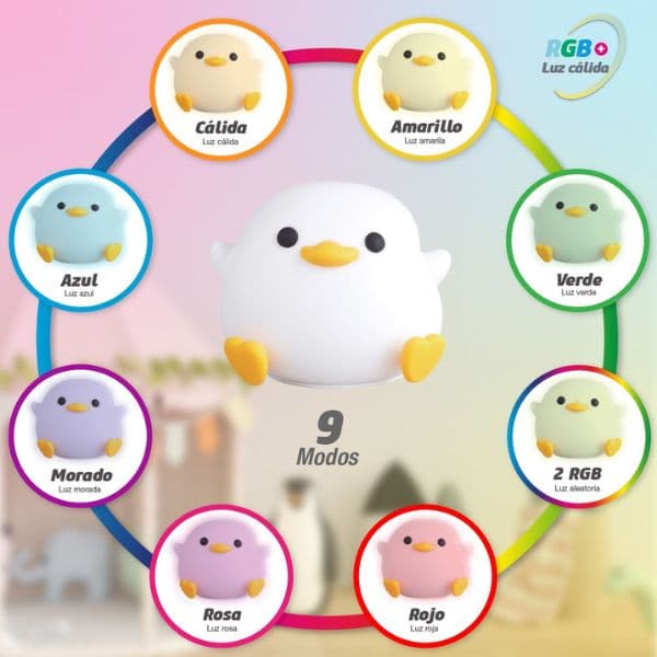 Noční světlo kuře 11cm GSC, teplá + RGB, nabíjecí, 3 roky záruka - náhled 2