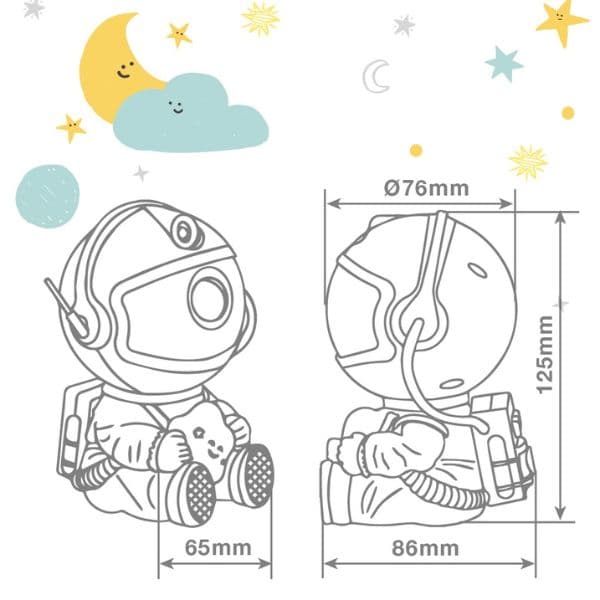 Noční světlo astronaut s projekcí noční oblohy na strop nebo zeď, RGB, DO, 3 roky záruka - náhled 4