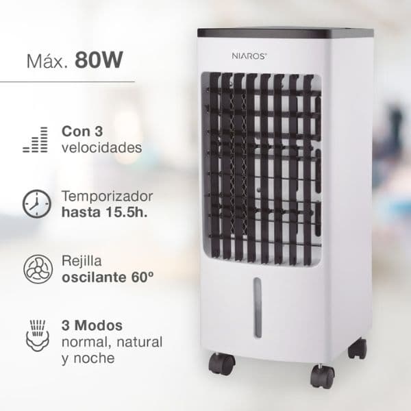 Pokojový ochlazovač vzduchu Tatasu, USB, 80W, 3 rychlosti, 4l, dálkové ovl., 3 roky záruka - náhled 2