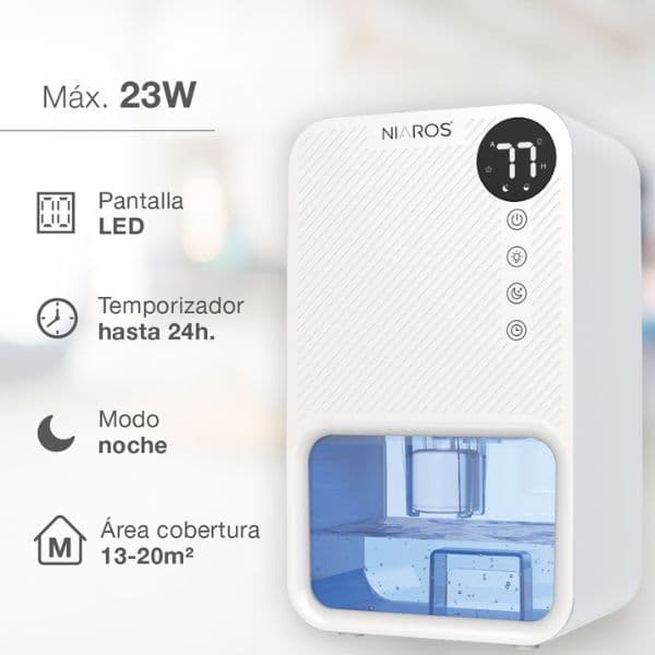Odvhlčovač Boure 1 l, 23W, 34db, automatické vypnutí, ambientní světlo, 3 roky záruka - náhled 2