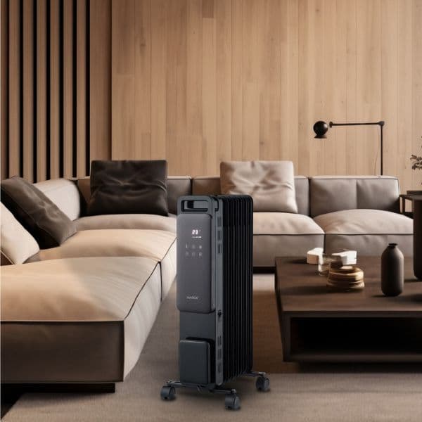 Olejový radiátor 4 režimy max 1500W termostat 5-30°C 7 žeber displej dálkové ovl. kolečka - náhled 3