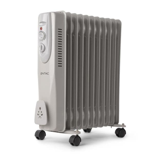 Olejový radiátor, 3 stupně výkonu, max 2500W, termostat, 11 žeber, držák na kabel, kolečka - náhled 2