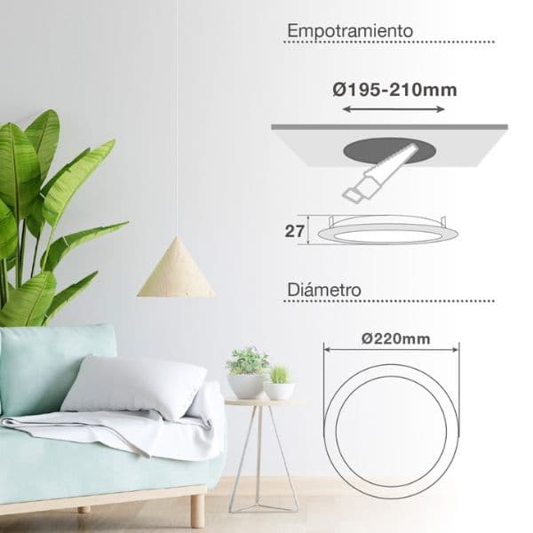 Vestavný LED panel 18W 1620lm, studená, černý kruhový, 22cm, 3 roky záruka - náhled 4