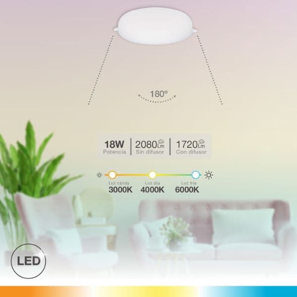 Vestavný LED panel 36W 3780lm, variabilní montážní otvor 75-205mm, CCT, kruh 22,5cm 3 roky - náhled 2