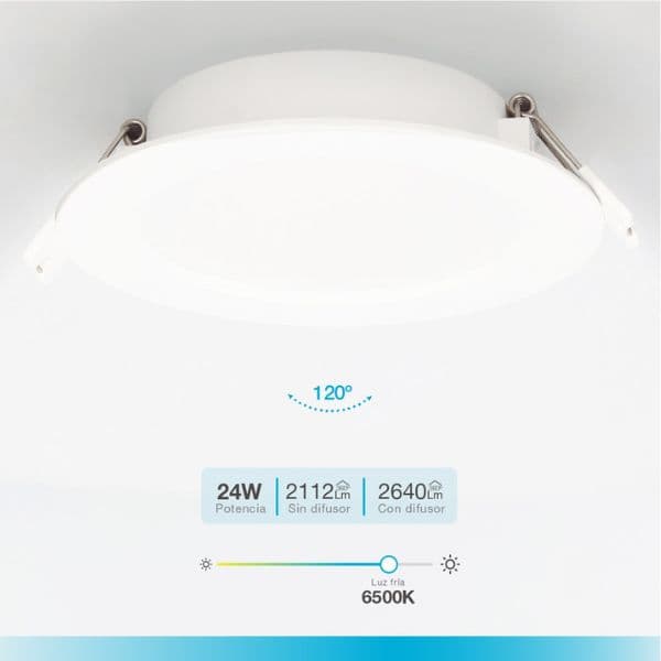 Vestavný LED panel 24W 2112lm, studená, kruhový, 29,6cm, 3 roky záruka - náhled 2