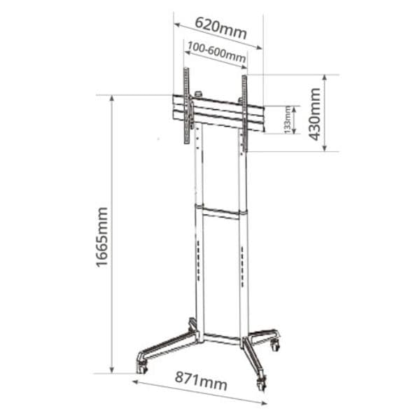 Stojan na TV 37"- 70" na podlahu Holmios na kolečkách, nosnost 50kg, černý, 10 let záruka - náhled 4