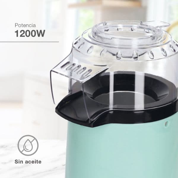 Elektrický popcornovač Väline Popite 1200W na 60g popcornu, mint, 3 roky záruka - náhled 3