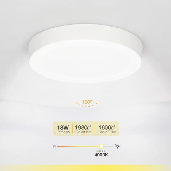 Prémiový přisazený LED panel 18W 1600lm, denní, kruhový, 21,7cm, 3 roky - náhled 2