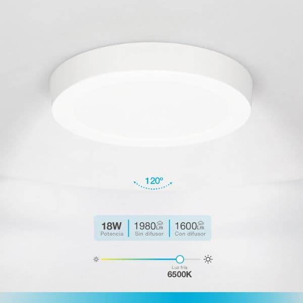 Prémiový přisazený LED panel 18W 1600lm, studená, kruhový, 21,7cm, 3 roky - náhled 2