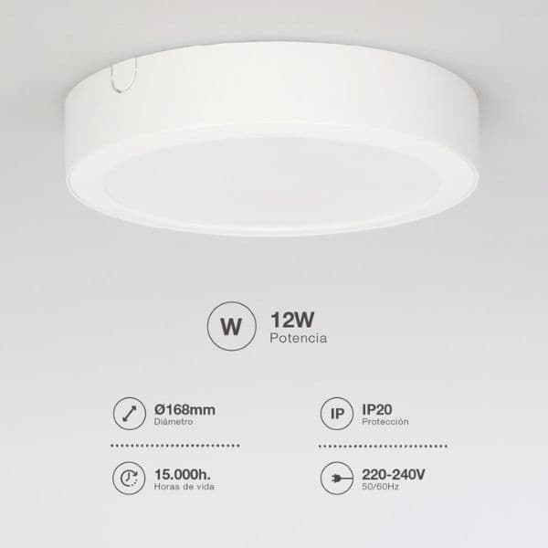 Prémiový přisazený LED panel 12W 1080lm, studená, kruhový, 16,8cm, 3 roky - náhled 3