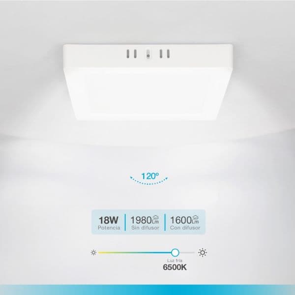 Prémiový přisazený LED panel 18W 1600lm, studená, čtvercový, 21,5cm, 3 roky - náhled 2