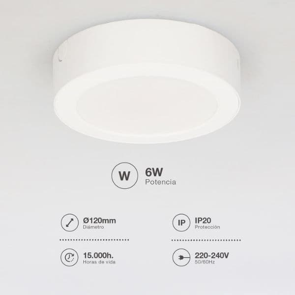 Prémiový přisazený LED panel 6W 540lm, studená, kruhový, 12,3cm, 3 roky záruka - náhled 3