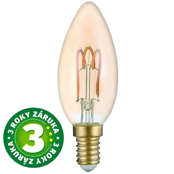 Prémiová designová retro LED žárovka E14 3W 180lm, EXTRA TEPLÁ, filament, ekv. 19W, 3 roky - náhled 2