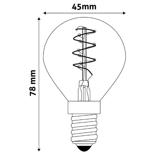 Prémiová designová retro LED žárovka E14 3W 200lm EXTRA TEPLÁ G45 filament ekv. 21W 3 roky - náhled 4