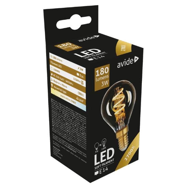 Prémiová designová retro LED žárovka E14 3W 200lm EXTRA TEPLÁ G45 filament ekv. 21W 3 roky - náhled 3