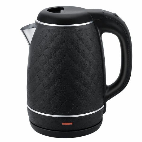 Rychlovarná konvice 1,8l, Brock, plast a nerez, 1500W, černá, vzhled obložení kůží