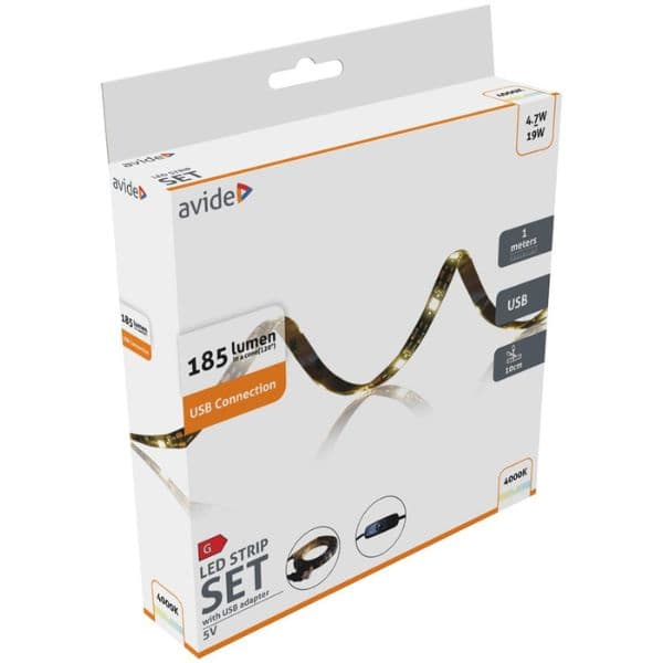 Set: voděodolný LED pásek pod postel 3W 178lm, teplá, 1,2m s čidlem pohybu a USB