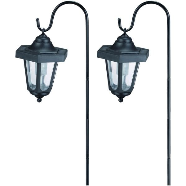 2 ks Zahradní solární světlo LED lucerna, 68cm, zapichovací, černá, bílé světlo