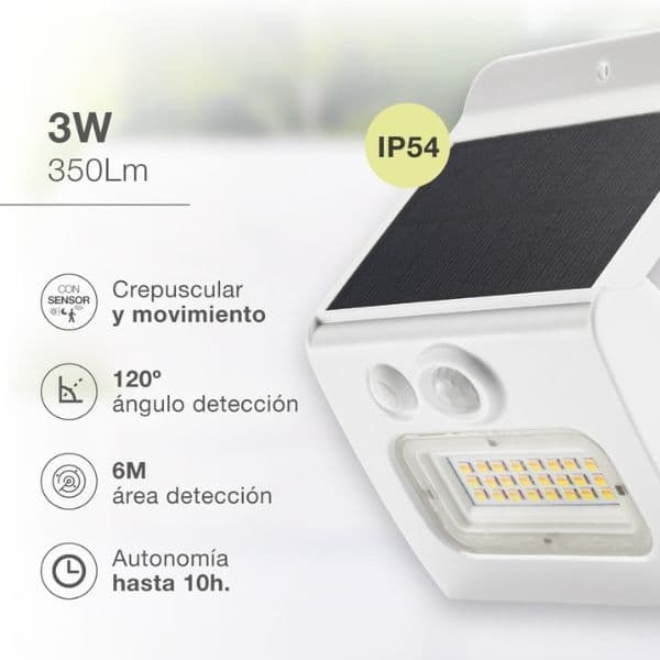 Solární LED reflektor Egoda 3W 350lm s pohybovým čidlem CCT IP54 bílý, 3 roky záruka - náhled 2